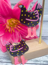 Load image into Gallery viewer, Cute Chicken polka dot Dangle legs novelty earrings
